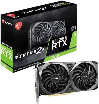 Видеокарта MSI PCI-E nVidia GeForce RTX 3060 12G VENTUS 2X OC (12Gb/GDDR6/192 bit/HDMI, DP) RTL (RTX 3060 VENTUS 2X 12G OC)