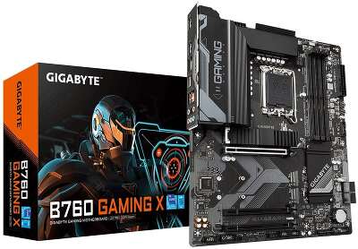 Материнская плата Gigabyte B760 GAMING X, Socket 1700, Intel®B760, 4xDDR5-4800, HDMI+DP, 3xPCI-Ex16, 4xSATA3(RAID 0/1/5/10), 3xM.2, 8Ch Audio, 2.5GLan, (4+4)xUSB2.0, (3+2)xUSB3.2, (1+1)xUSB3.2 Type-C™, ATX, RTL