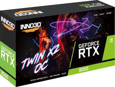 Видеокарта Inno3D NVIDIA nVidia GeForce RTX 3050 Gaming OC X2 8Gb DDR6 PCI-E HDMI, 3DP