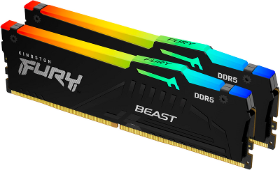 Память оперативная/ Kingston 64GB 5600MT/s DDR5 CL40 DIMM (Kit of 2) FURY Beast RGB XMP