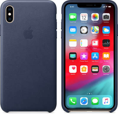 Кожаный чехол для iPhone XS Max Apple Leather Case, Midnight Blue [MRWU2ZM/A]