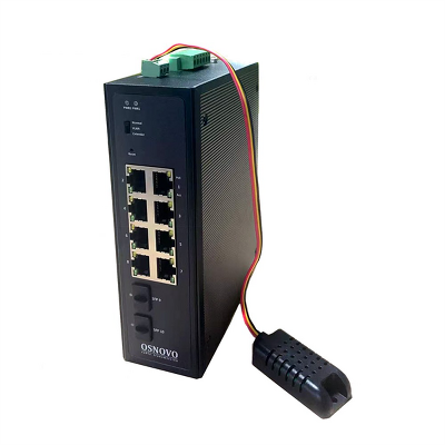 Промышленный Web-управляемый PoE коммутатор OSNOVO SW-80802-IM(port 90W,360W) Промышленный Web-управляемый PoE коммутатор Gigabit Ethernet на 10 портов с функцией мониторинга температуры/влажности. Порты: 2 x GE (10/100/1000BASE-T) с PoE (до 9