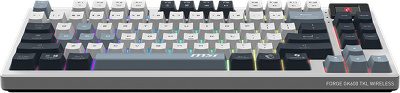 Клавиатура беспроводная Keyboard MSI FORGE GK600 TKL, Wireless, Mechanical Linear Switches, RGB LED, 4000mA/h, Sky