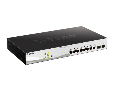 Коммутатор D-Link PROJ Настраиваемый L2 PoE-коммутатор, 8x1000Base-T PoE, 2х1000Base-X SFP, PoE-бюджет 130 Вт, упрощенный интерфейс CLI