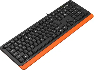 Клавиатура A4Tech FKS10 черный/оранжевый USB (подставка для запястий) (FKS10 ORANGE) кабель 1.5м