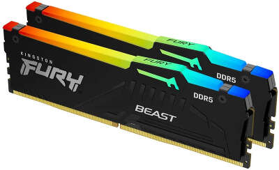 Память Kingston FURY Beast Black RGB DDR5 DIMM 16Gb (2x8Gb) PC44800 5600MHz CL40 1.25V (Kit of 2) (KF556C40BBAK2-16)