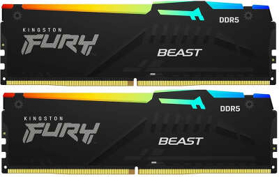 Память Kingston FURY Beast Black RGB DDR5 DIMM 16Gb (2x8Gb) PC44800 5600MHz CL40 1.25V (Kit of 2) (KF556C40BBAK2-16)