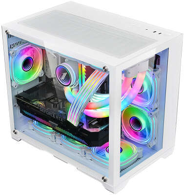 Корпус 1STPLAYER MEGAVIEW MV6, белый, mATX, Без БП (MV6-WH)
