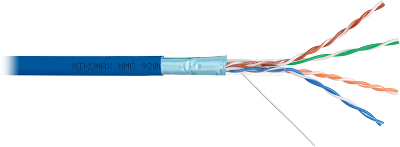 Кабель NIKOMAX F/UTP 4 пары, Кат.5e (Класс D), тест по ISO/IEC, 100МГц, одножильный, BC (чистая медь), 24AWG (0,52мм), полимерный материал нг(А)-HF, внутренний, оранжевый, 305м - гарантия: 15 лет / 25 лет системная