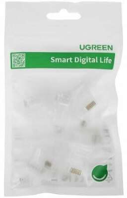 Коннектор UGREEN NW120 (50961) Cat 6 Unshielded RJ45 Modular Plugs 10 шт. Цвет: прозрачный