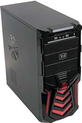 Корпус 3Cott 3C-ATX110GR "Gladiator" для игрового компьютера, ATX, блок питания 500 Вт, выходы USB 2.0x2, ауди