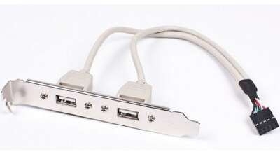 Gembird планка в сист. блок на 2 USB 2.0, Gembird  (CCUSBRECEPTACLE)