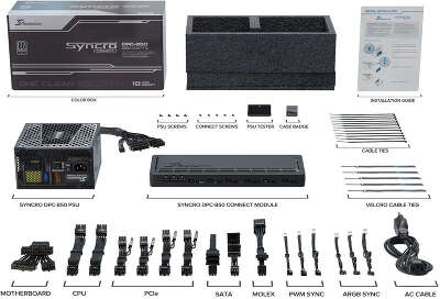 Корпус SEASONIC SYNCRO Q704 PLATINUM, черный, ATX, 850W (SYNCRO DPC-850 (SSR-850FB)