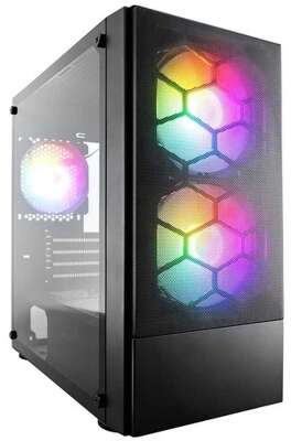 1STPLAYER Корпус FIREBASE X4-M Black / mATX, TG / 1x120mm & 2x140mm LED fans inc. / X4-M-BK-2F1P-1F1