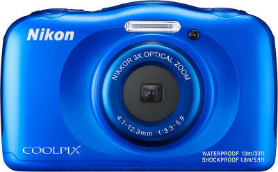 Цифровая фотокамера Nikon COOLPIX W100, влагозащищённая синяя + рюкзак