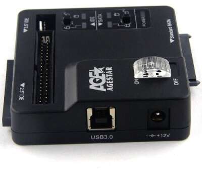 Адаптер-переходник для HDD/SSD AgeStar 3FBCP SATA IDE USB3.0 пластик черный