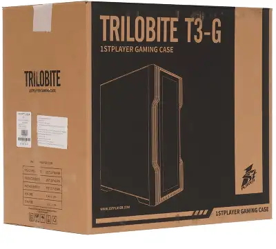 Корпус 1STPLAYER TRILOBITE T3-G, черный, mATX, Без БП (T3-G-BK-4F1)
