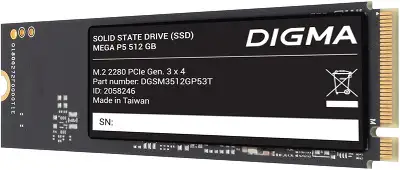 Накопитель SSD Digma PCIe 3.0 x4 512GB DGSM3512GP53T Mega P5 M.2 2280