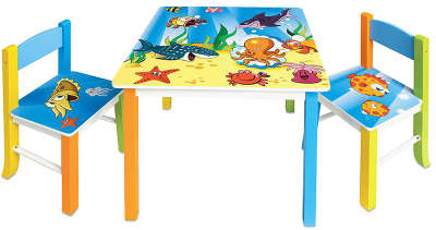 Стол детский +2 стула Бюрократ KIDSET-01/OCEAN синий желтый
