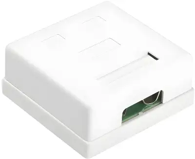 Розетка Hyperline SB1-2-8P8C-C6-SH-WH RJ45 2 кат.6 FTP бел. (упак.:1шт)