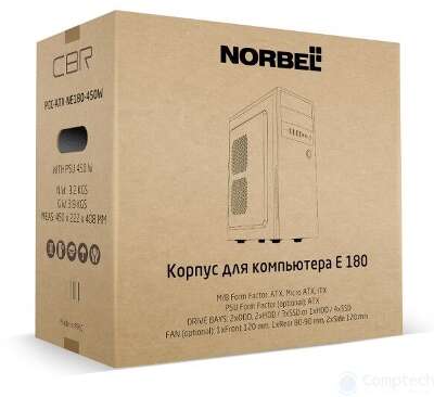 Корпус CBR Norbel E180, черный, ATX, 450W (PCC-ATX-NE180-450W)