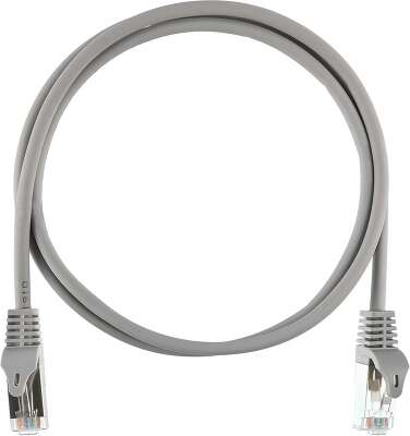 Коммутационный шнур NIKOMAX Essential Line F/UTP 4 пары, Кат.5е (Класс D), 100МГц, 2хRJ45/8P8C, T568B, заливной, с защитой защелки, многожильный, BC (чистая медь), 26AWG (7x0,150мм), полимерный материал, исполнение кабельного изделия нг(А)-HF, серый, 0,3м