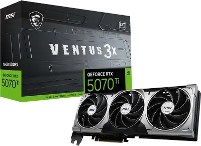 Видеокарта MSI PCI-E 5.0 RTX 5070 TI 16G VENTUS 3X OC NVIDIA GeForce RTX 5070TI 16Gb 256bit GDDR7 2482/28000 HDMIx1 DPx3 HDCP Ret