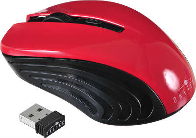Мышь беспроводная USB Oklick 545MW 1600 dpi, чёрная/красная