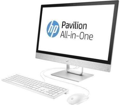 Моноблок HP Pavilion 24-r004ur 24" FHD i3-7100T/4/1000/HDG630/DVDRW/CAM/Kb+Mouse/W10, белый