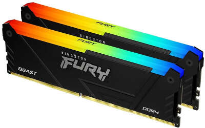 Память Kingston FURY Beast Black RGB DIMM DDR4 32Gb(2х16Gb) PC25600 3200MHz CL16 1.35V (KF432C16BB2AK2/32)