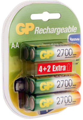 Аккумулятор GP 2700AAHC4/2 AA NiMH 2700mAh (6шт) блистер