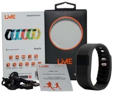 Фитнес-браслет Lime Lime 102 black Шагомер, Подсчет калорий, Часы, Будильник, Черный ремешок (550113)