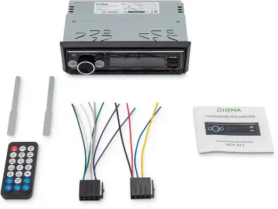 Автомагнитола Digma MCP-413 1DIN 4x45Вт v5.0 USB 2.0 AUX 4 ПДУ