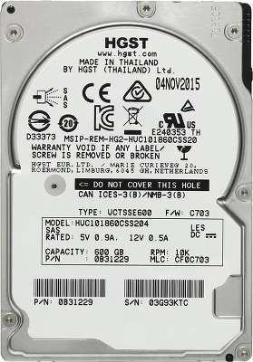 Жёсткий диск Hitachi Enterprise 2.5" SAS 600Gb, 10000rpm, 128MB buffer (HUC101860CSS204 C10K1800)