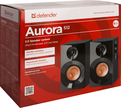 Defender Акустическая 2.0 система Aurora S12 12 Вт, деревянный корпус, 220В