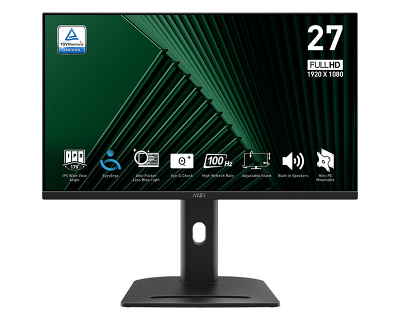 Монитор MSI PRO MP275QPDG 27" 16:9 WQHD(2560x1440) IPS Flat, WebCam FHD, 1ms(MPRT), 1300:1,100M:1,250nit,178/178,2xHDMI,DP,USB-C,USB-B, 4xUSB-A,Speaker,Tilt,Swivel,Height,Pivot 100HZ,Black,1y war-ty