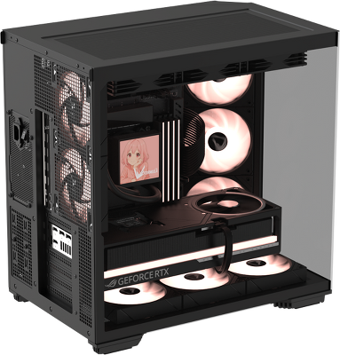 корпус Formula V Line Crystal Z7 PA Black, ATX, TYPE-C*1, USB3.0*1, Front+Side Glass, SIDE 3x PERFORMANCE ARGB, REAR 2x PERFORMANCE ARGB