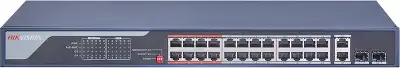 Коммутатор Hikvision DS-3E0326P-E(C) (L2) 24x100Мбит/с 2x1Гбит/с 2SFP 24PoE 370W неуправляемый
