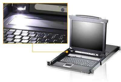 8-портовый KVM-переключатель с ЖК-дисплеем Slideaway/ATEN/ SINGLE RAIL 8P PS/2-USB LCDKVMP 17INCH