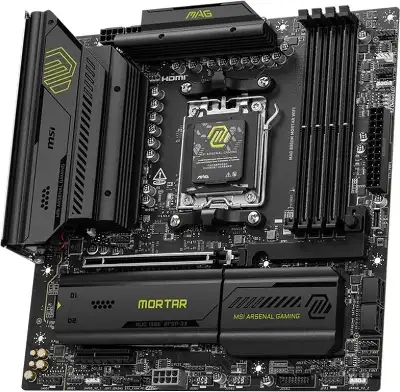 Материнская плата MSI MAG B850M MORTAR WIFI SocketAM5 AMD B850 4xDDR5 mATX AC`97 8ch(7.1) 5Gigabit RAID+HDMI
