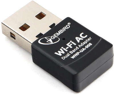 Адаптер Wi-Fi GEMBIRD WNP-UA-008, 802.11a/b/g/n/ac, 2.4 / 5 ГГц, до 433 Мбит/с, 20 дБм, USB