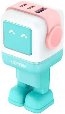 Зарядное устройство UGREEN CD361 (35855) UNO 65W USB-A+2*USB-C Robot GaN Tech Fast Charger EU. Цвет:розово-гол