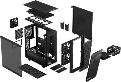 Корпус Fractal Design Meshify 2 Compact Light Tempered Glass, черный, ATX, Без БП (FD-C-MES2C-03)
