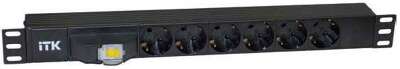 ITK PDU 6 розеток DIN49440 (нем.станд.), с автоматом 10А, 1U, без шнура, вх.IEX320 C14, алюминиевый профиль, черный