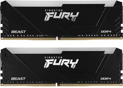 Память Kingston FURY Beast Black RGB DIMM DDR4 32Gb(2х16Gb) PC25600 3200MHz CL16 1.35V (KF432C16BB2AK2/32)