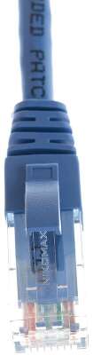 Коммутационный шнур NIKOMAX U/UTP 4 пары, Кат.5е (Класс D), 100МГц, 2хRJ45/8P8C, T568B, заливной, с защитой защелки, многожильный, BC (чистая медь), 24AWG (7х0,205мм), поливинилхлорид, синий, 0,3м