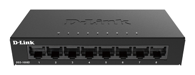 Коммутатор D-Link Неуправляемый коммутатор, 8x1000Base-T, корпус металл