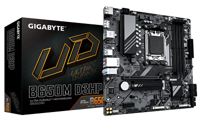 Материнская плата GIGABYTE B650M D3HP, AM5, B650, 4*DDR5, 4*SATA, 2*M.2, 3*USB 3.2, 2*USB 2.0, Type-C, 1*PCIx16, 1*PCIx1, 2*DP+HDMI, mATX