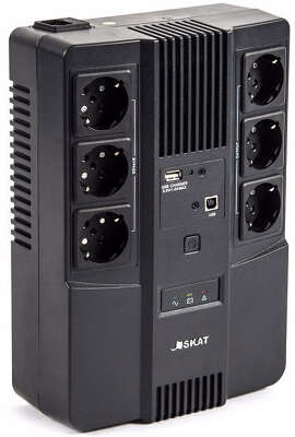 ИБП БАСТИОН SKAT-UPS 600 AI, 600 VA, 360 Вт, EURO, черный