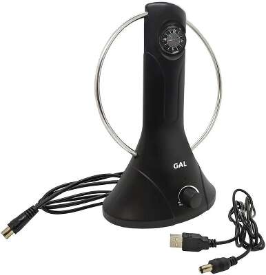 Антенна телевизионная Gal AR-465 25дБ активная черный каб.:1.5м